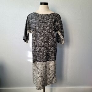 Gerard Darel Paris Black White Shift Abstract Printed Dress US Size 12